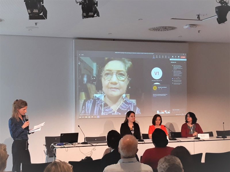 Panellist Esther Penunia, Asian Farmers’ Association and Agroecology Coalition on screen